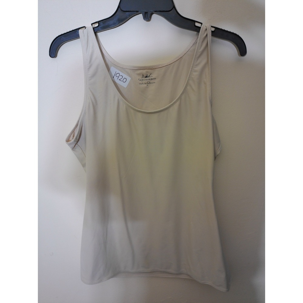 Tapemeasure Tank Top Women XL Beige Minimalist Stretch Scoop Neck Layering
